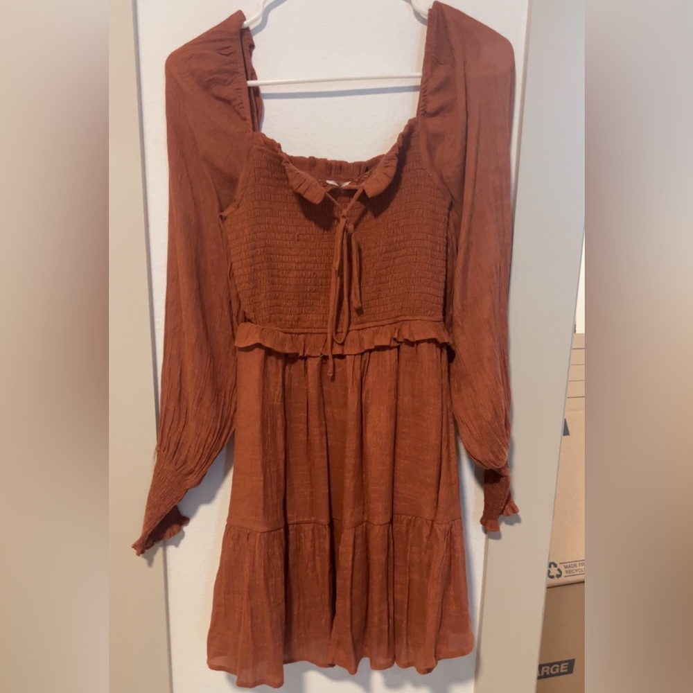 Rust Long Sleeve Dress